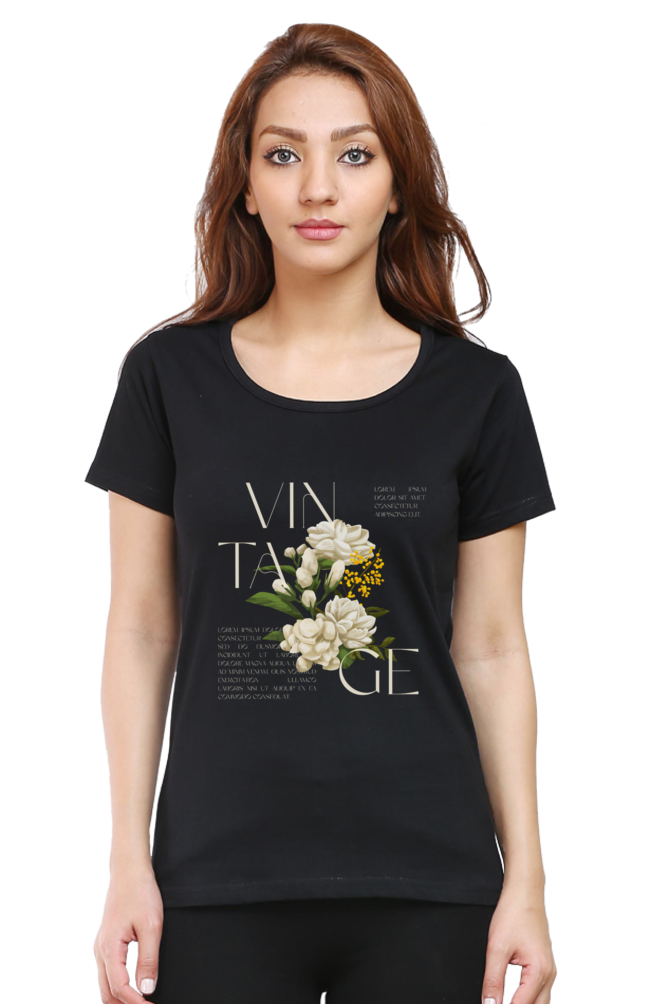 Female Round Neck Half Sleeve Classic Black S