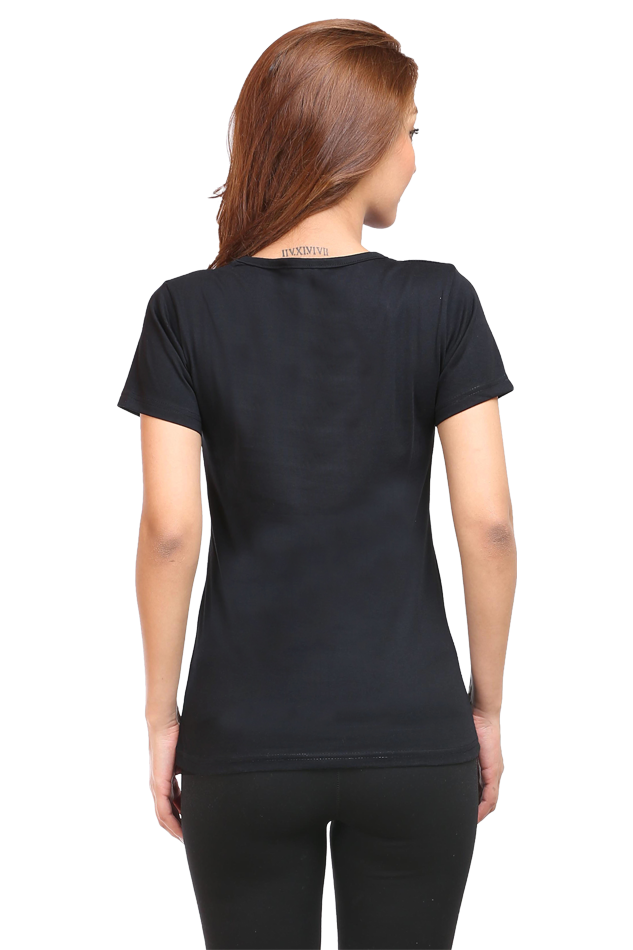 Female Round Neck Half Sleeve Classic Black S