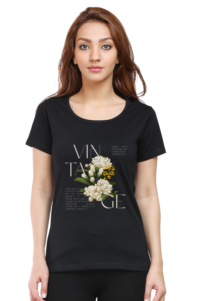 Female Round Neck Half Sleeve Classic Black S